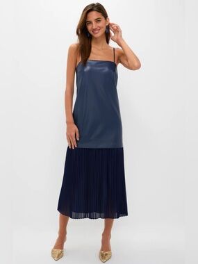 NWT HYACINTH HOUSE Mixed Media Leather Pleated Ozzy Midi Dress Tuckernuck XXL